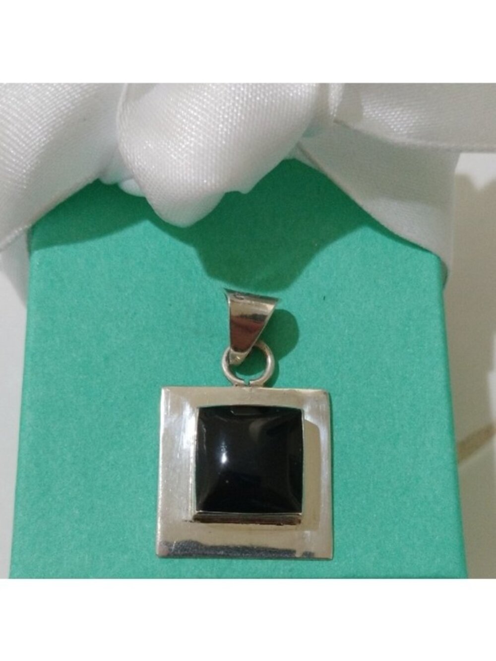 Sterling Silver & Onyx Square Pendant Mexico